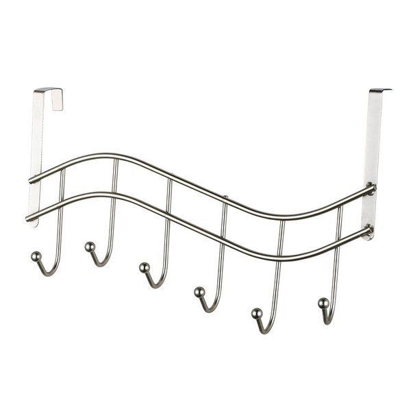 Home Basics Home Basics Wave 6 Hook Over the Door Organizing Rack, Satin Nickel ZOR96208